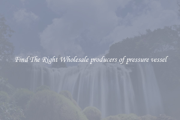 Find The Right Wholesale producers of pressure vessel