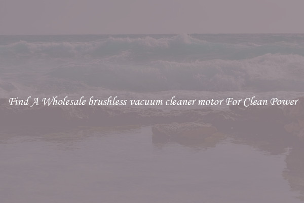Find A Wholesale brushless vacuum cleaner motor For Clean Power