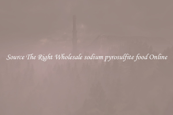 Source The Right Wholesale sodium pyrosulfite food Online
